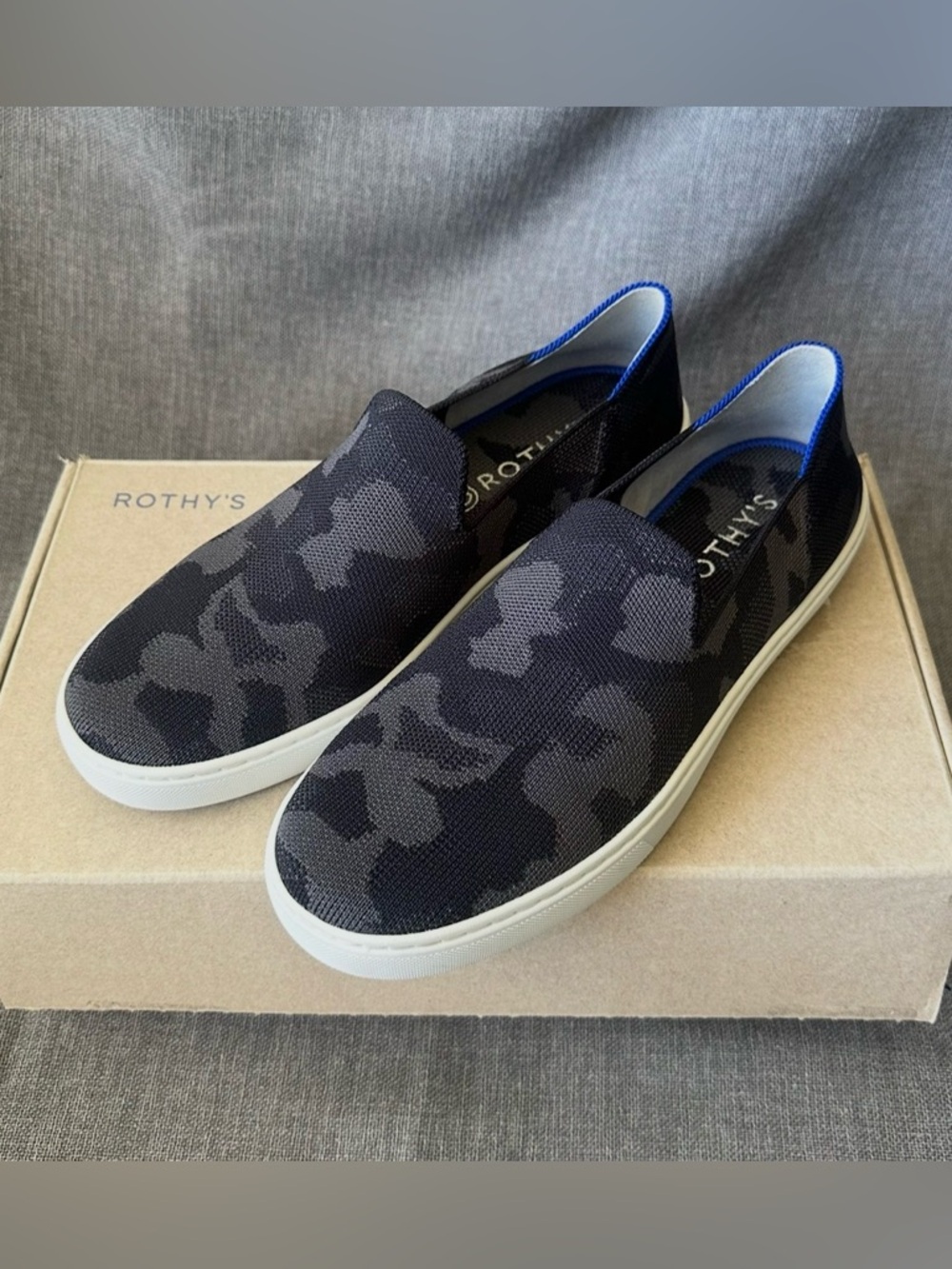 Rothy’s Grey Camo Slip On Sneakers 8.5